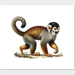 Squirrel Monkey Vintage Lithograph Posters and Art